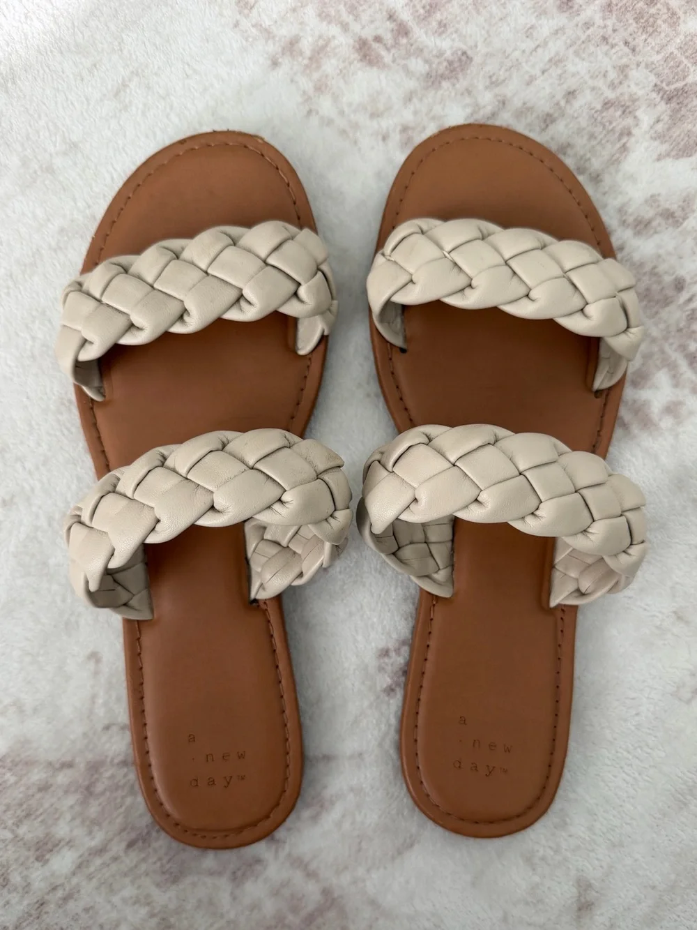 A New Day Lucy Braided Slide Sandals Cream Women’s 8